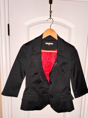 RW&CO Black 3/4 Sleeve Blazer Suit Jacket - Size XS/S